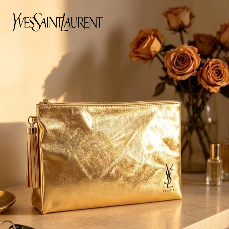 Luxury Bags Consignment - Bolsa de Cosméticos Dorada YSL, Bolsa