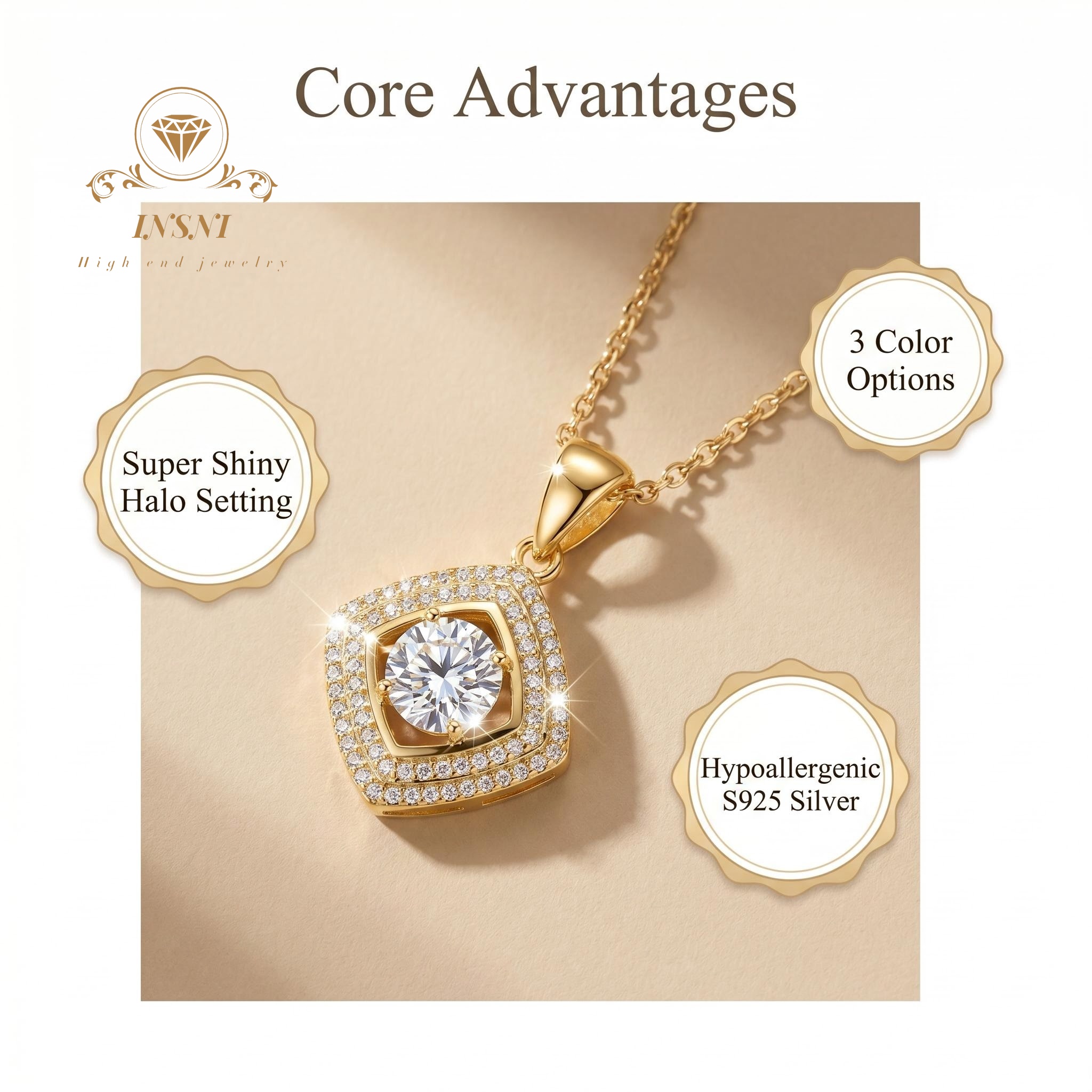 Collar con colgante cuadrado d - Luxury Bags Affordable reseña y precio