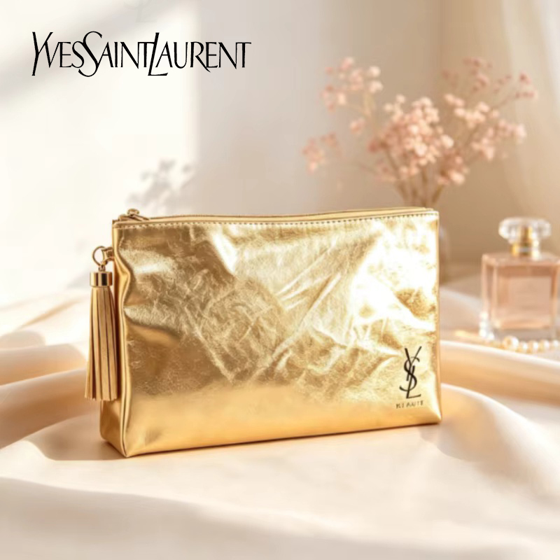 Bolsa de Cosméticos Dorada YSL - Luxury Bags Consignment reseña y precio